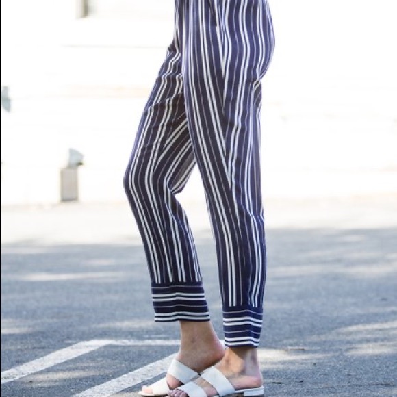 Amaryllis Pants - Navy pinstripe pants Size L